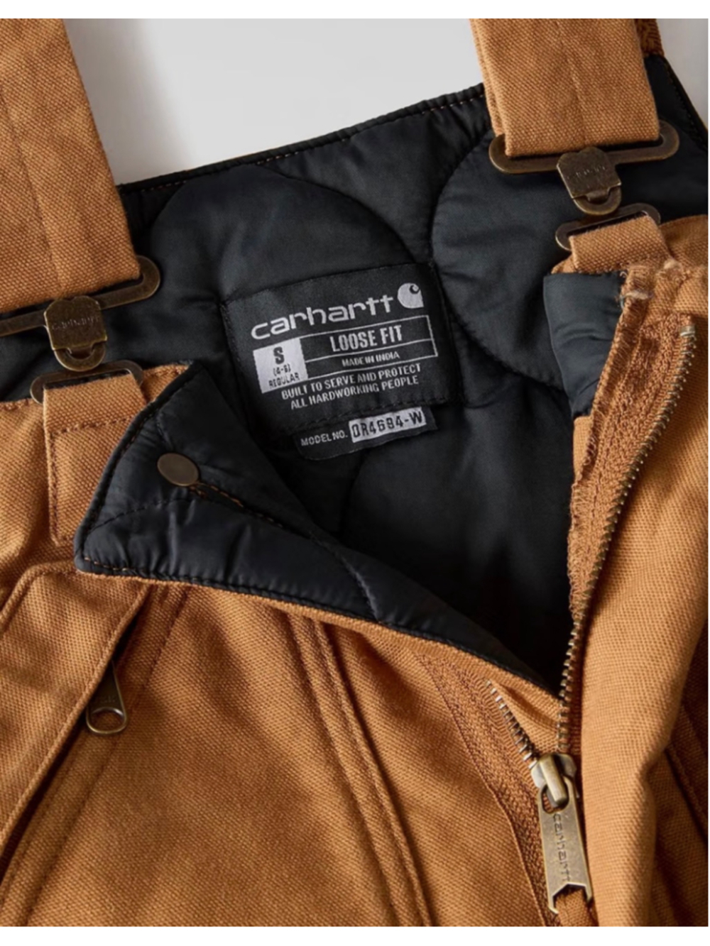 New Carhartt Women's Loose Fit Washed Duck Insulated Biberall Overalls 1x Brown - Picture 6 of 6